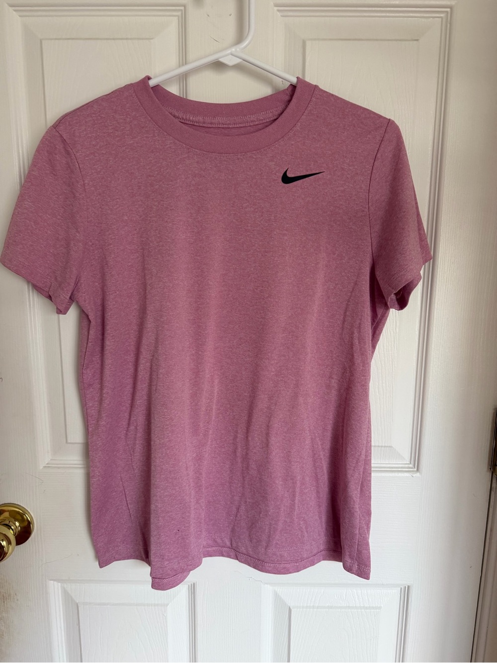 Nike Women's Heather Mauve Short Sleeve Tee with Black Swoosh